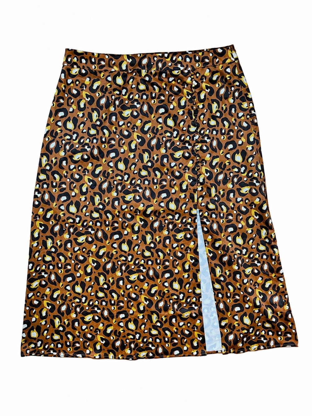 NWT Express x TheLadyGang Leopard Print Maxi Skirt Side Slit Satin-Like Size XL